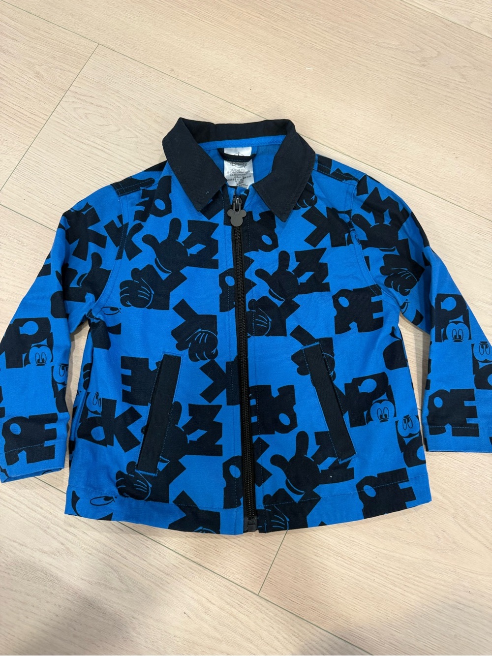 Disney Blue and Black Mickey Print Zip Jacket | 3T